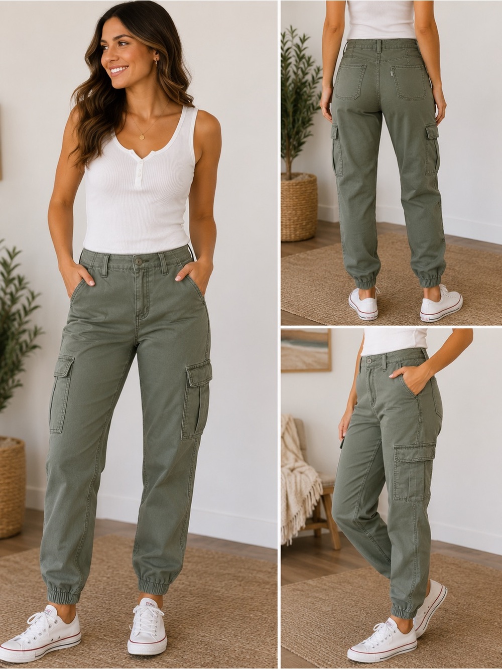 Levi’s Women’s Olive Green Cargo Jogger Pants Size 25 Utility Cotton